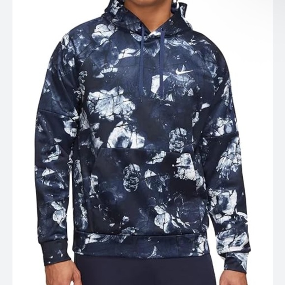 Nike Therma-FIT Midnight Navy All Over Print Pullover Mens L Hoodie - Picture 2 of 9